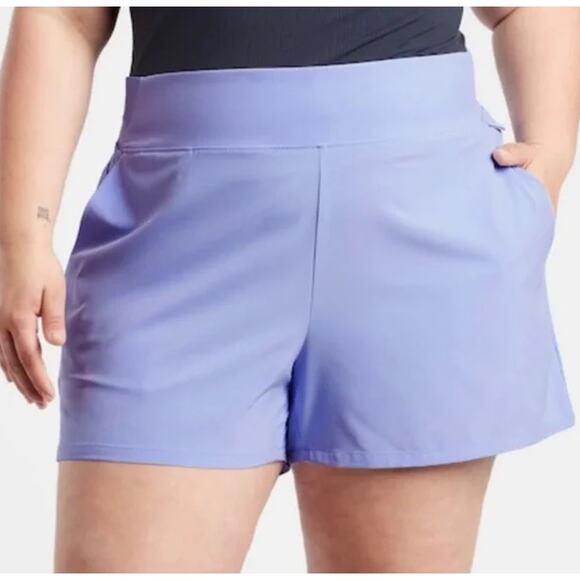 Athleta Brooklyn Short WMNS 24 Light Blue Purple Semi Fitted High Rise Pull On - Picture 2 of 14